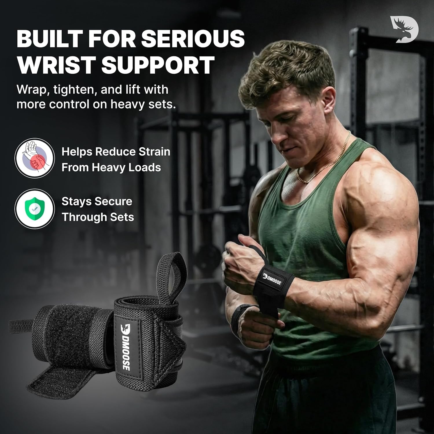 Wrist Wraps for Weightlifting 18" - Heavy Duty Gym Wrap with Hand Thumb Loop for Support & Pain Relief, USPA Approved Powerlifting, Weight Lifting Wrist Straps for Men & Women Work Out