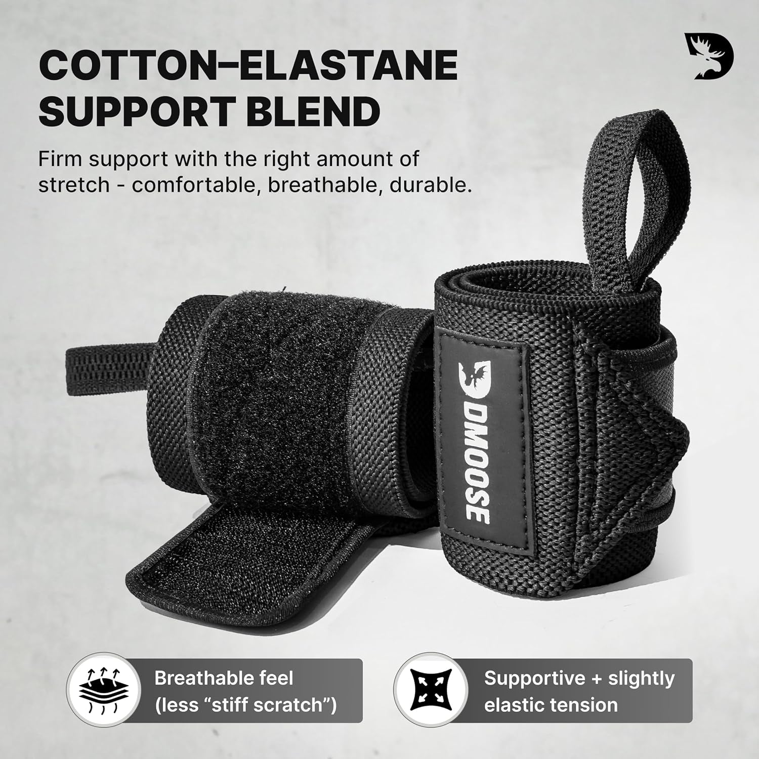 Wrist Wraps for Weightlifting 18" - Heavy Duty Gym Wrap with Hand Thumb Loop for Support & Pain Relief, USPA Approved Powerlifting, Weight Lifting Wrist Straps for Men & Women Work Out