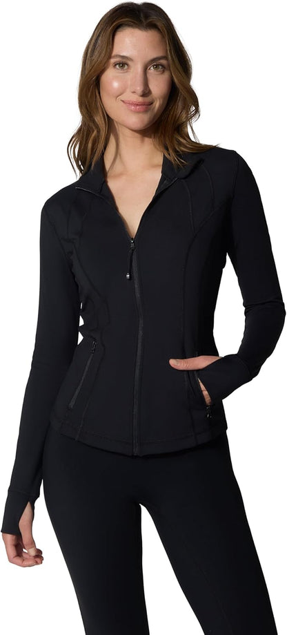 Full Zip Running Track Jacket Lightweight Athletic Slim Fit Jacket with Thumbholes