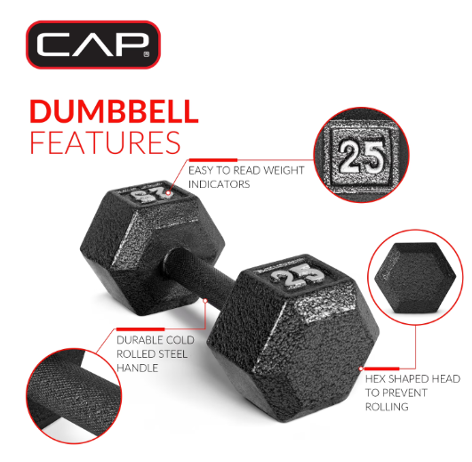 Barbell 100 Lb Cast Iron Hex Dumbbell Weight Set with Rack, Black